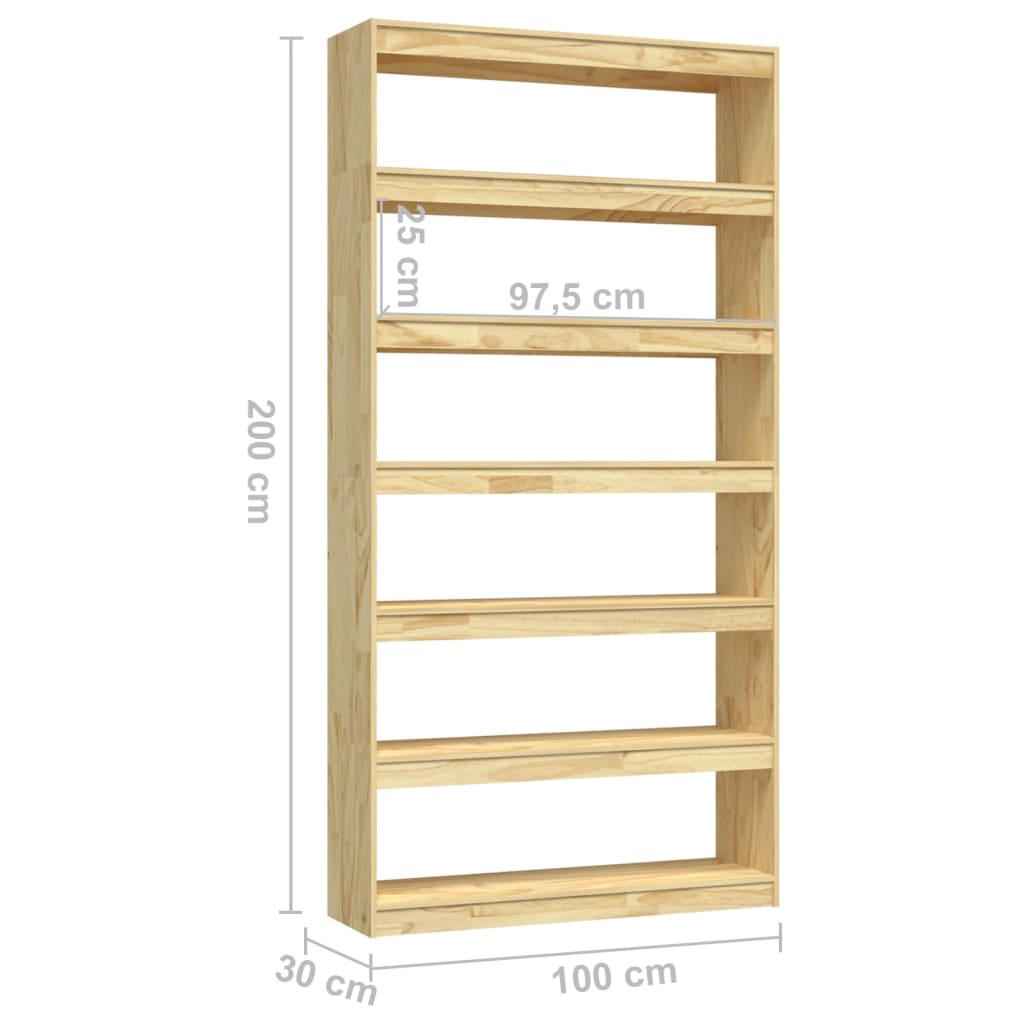 Bokhylle Tre Romdeler 100x30x200 cm heltre furu
