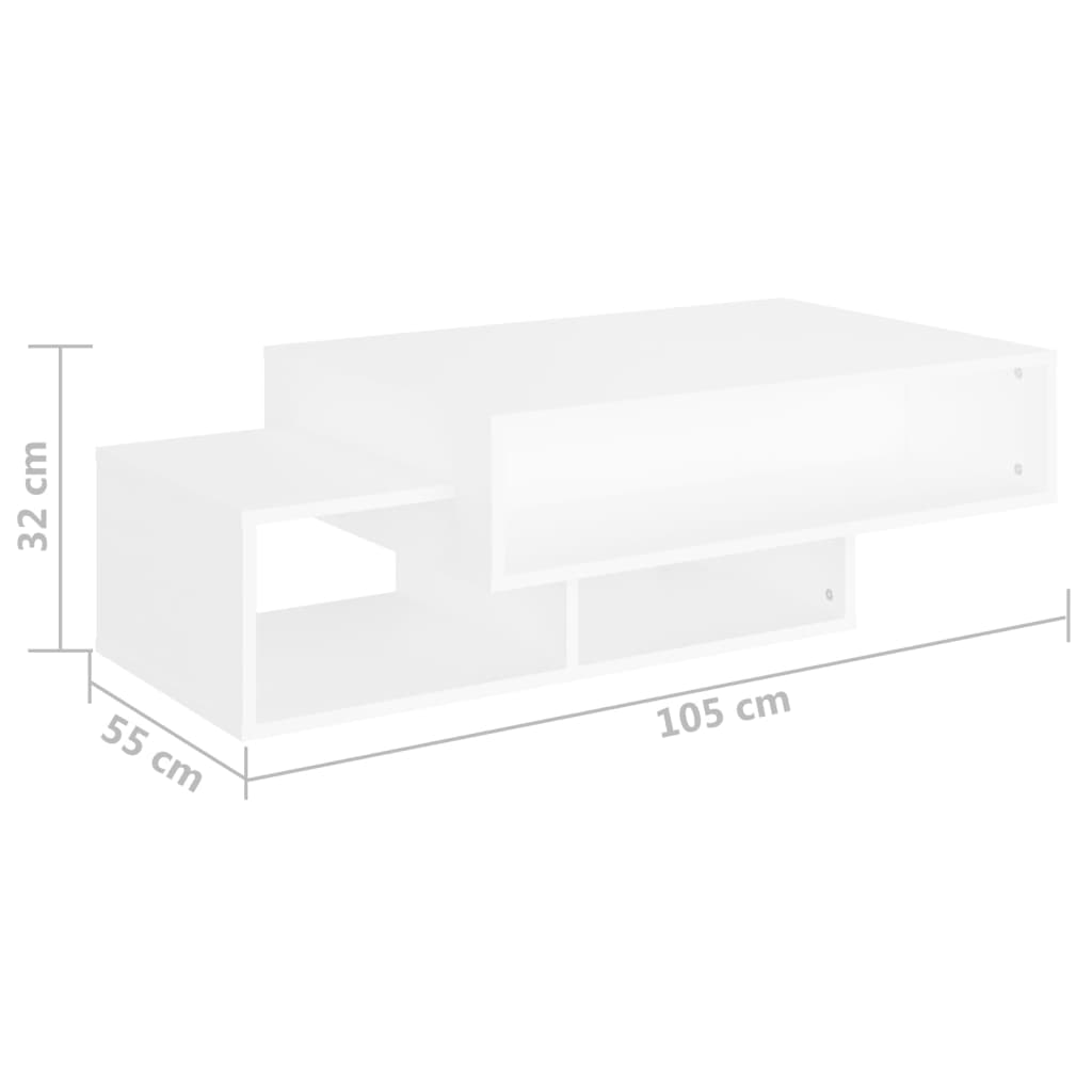 Salongbord Sofabord Hvit 105x55x32 cm