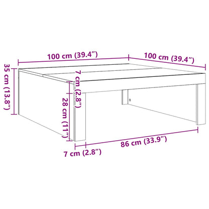 Salongbord Sofabord Hvit 100x100x35 cm
