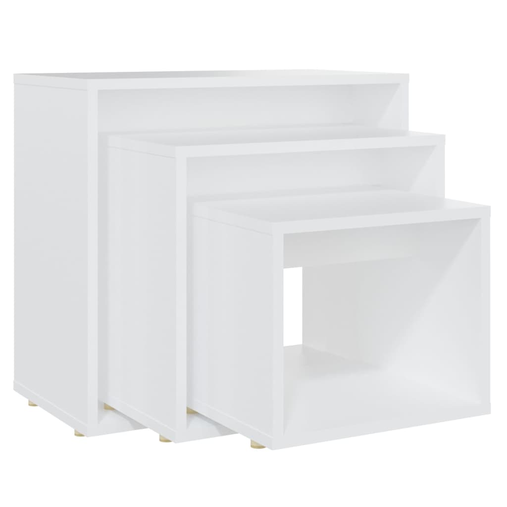 Stablebord 3 stk hvit sponplate