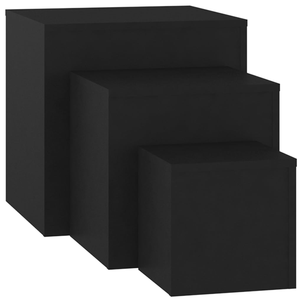 Sidebord Svart 3 stk