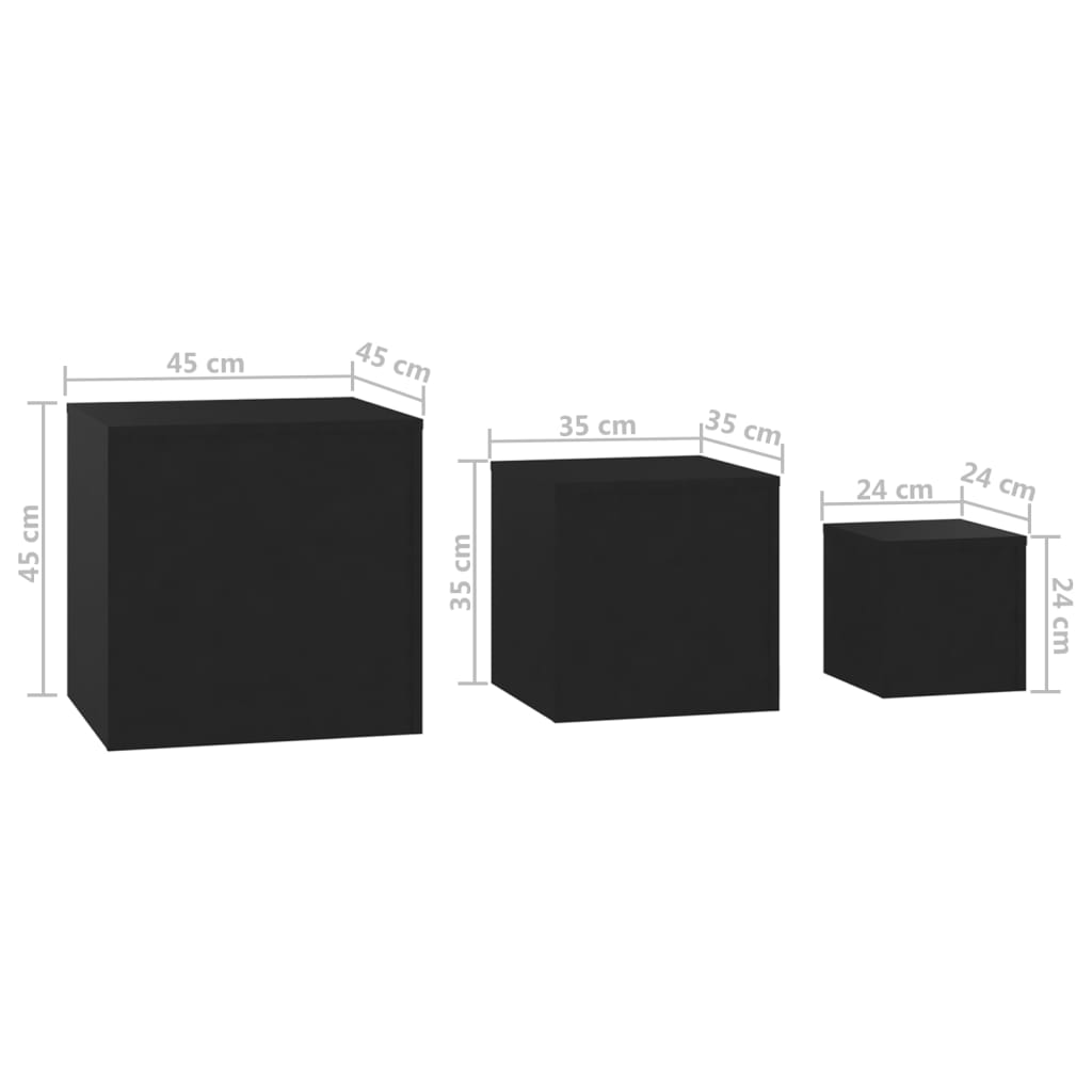Sidebord Svart 3 stk