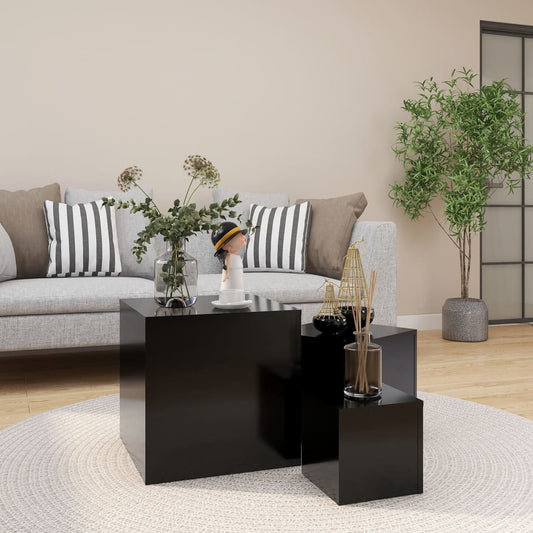 Sidebord Svart 3 stk