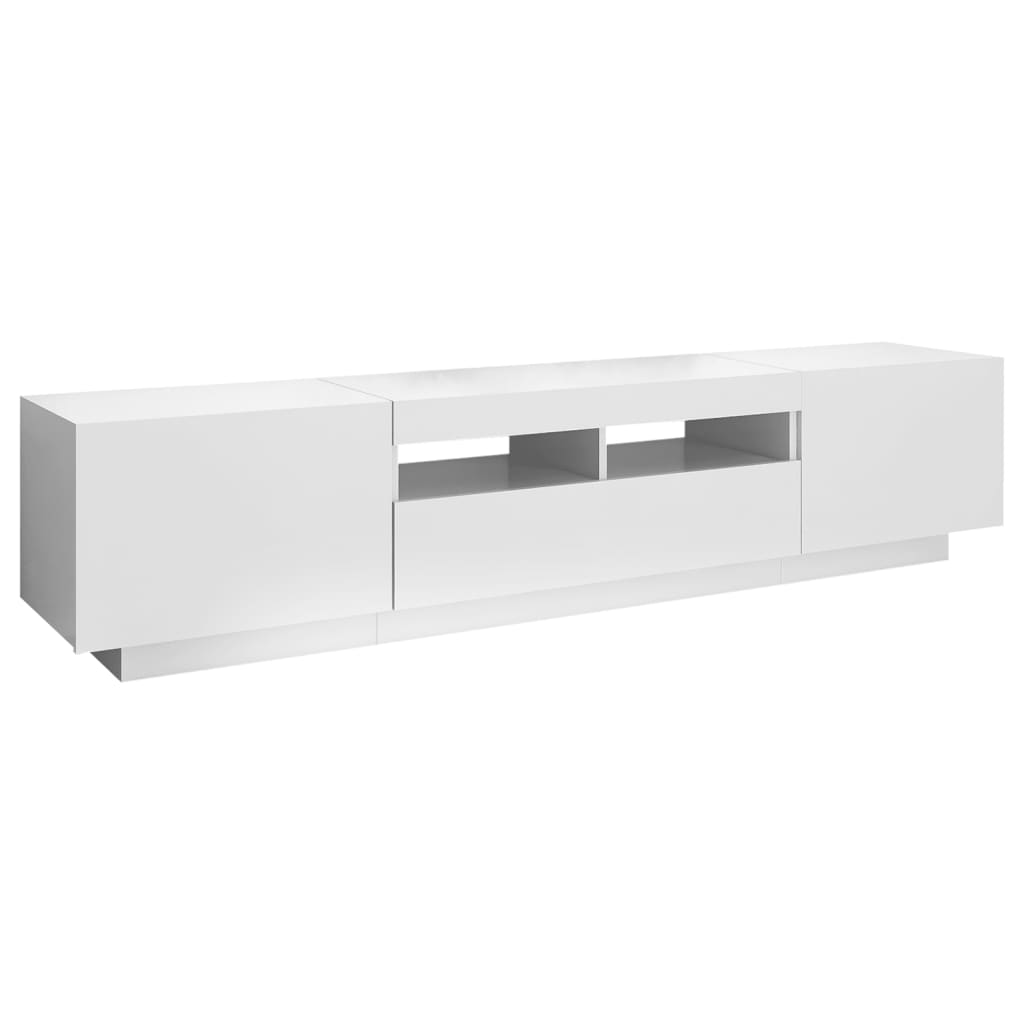 TV-Møbel Hvit TV-benk med LED-lys 180x35x40 cm