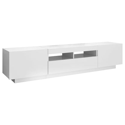 TV-Møbel Hvit TV-benk med LED-lys 180x35x40 cm