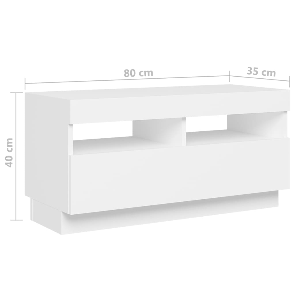 TV-Møbel Hvit TV-benk med LED-lys 180x35x40 cm