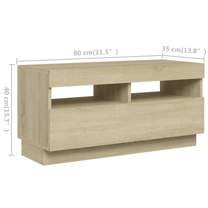 TV-Møbel Sonoma Eik TV-benk med LED-lys 180x35x40 cm