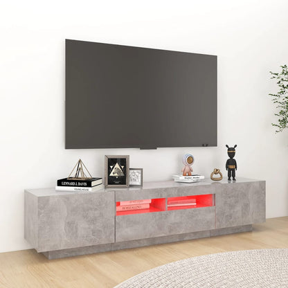 TV-Møbel Betonggrå TV-benk med LED-lys 180x35x40 cm