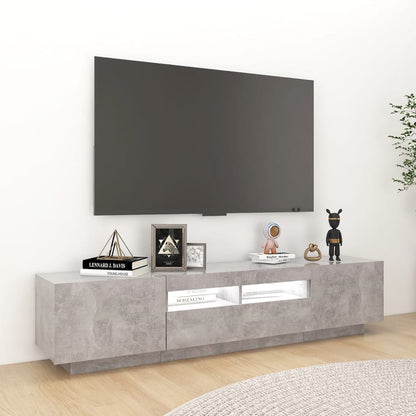 TV-Møbel Betonggrå TV-benk med LED-lys 180x35x40 cm