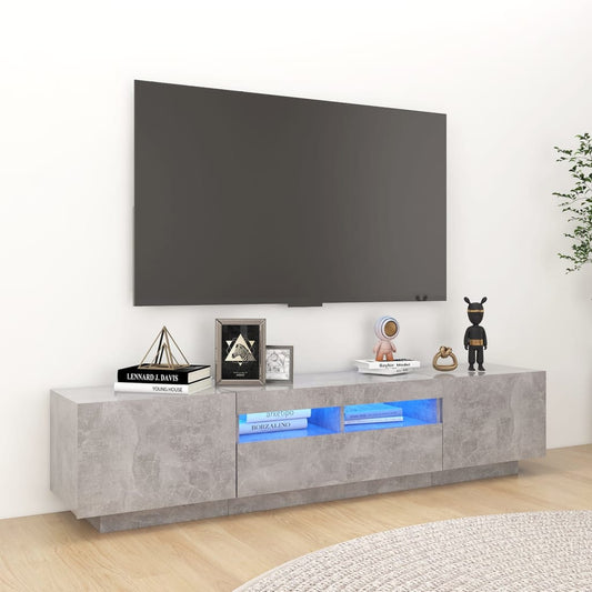 TV-Møbel Betonggrå TV-benk med LED-lys 180x35x40 cm
