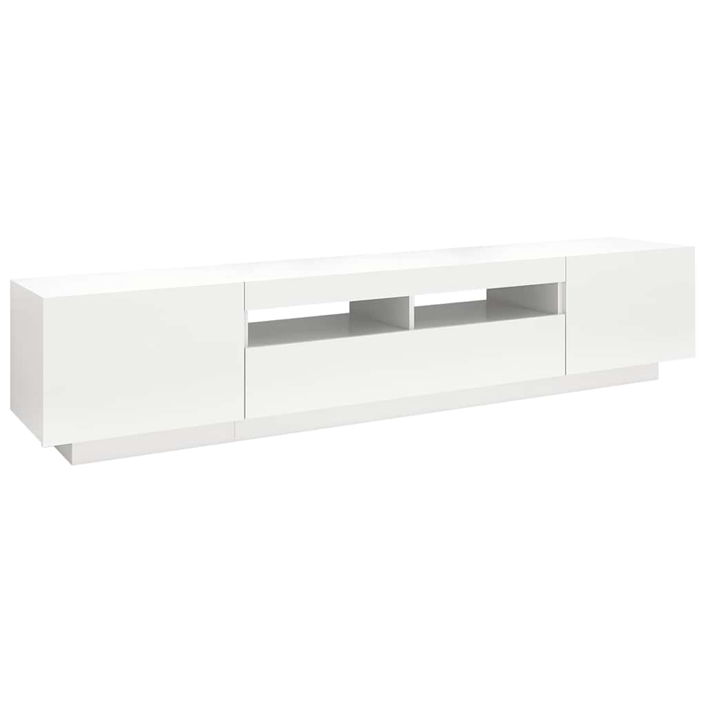 TV-Møbel Hvit TV-benk med LED-lys 200x35x40 cm