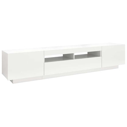 TV-Møbel Hvit TV-benk med LED-lys 200x35x40 cm