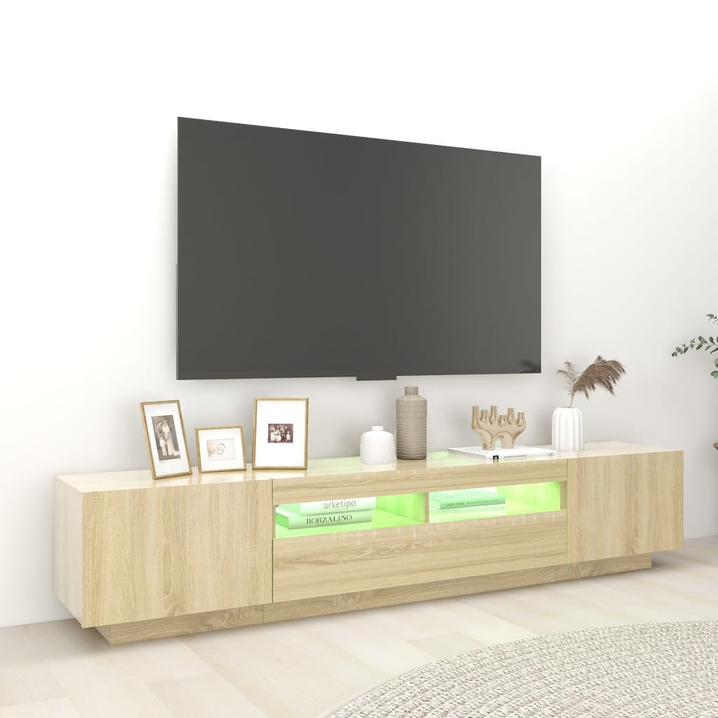 TV-Møbel Sonoma Eik TV-benk med LED-lys 200x35x40 cm