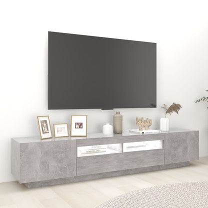 TV-Møbel Betonggrå TV-benk med LED-lys 200x35x40 cm