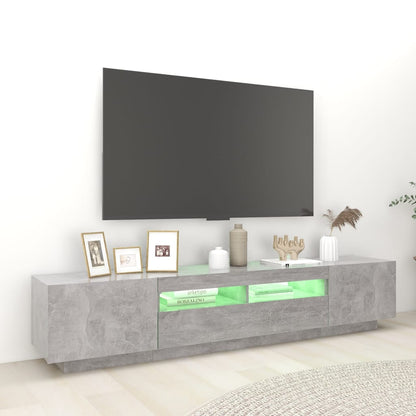 TV-Møbel Betonggrå TV-benk med LED-lys 200x35x40 cm