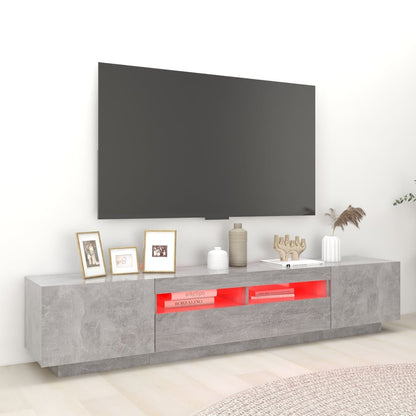 TV-Møbel Betonggrå TV-benk med LED-lys 200x35x40 cm