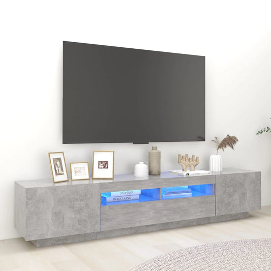 TV-Møbel Betonggrå TV-benk med LED-lys 200x35x40 cm