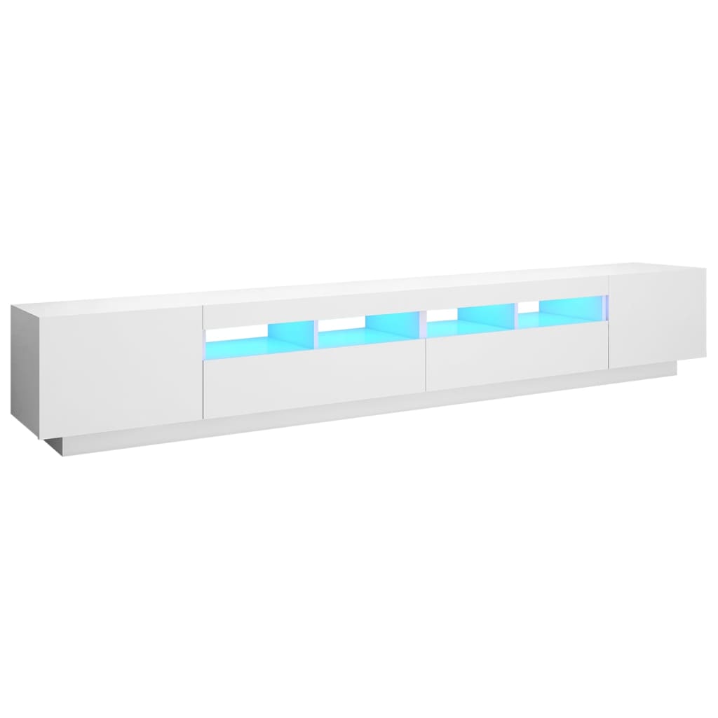 TV-Møbel Hvit TV-benk med LED-lys 260x35x40 cm