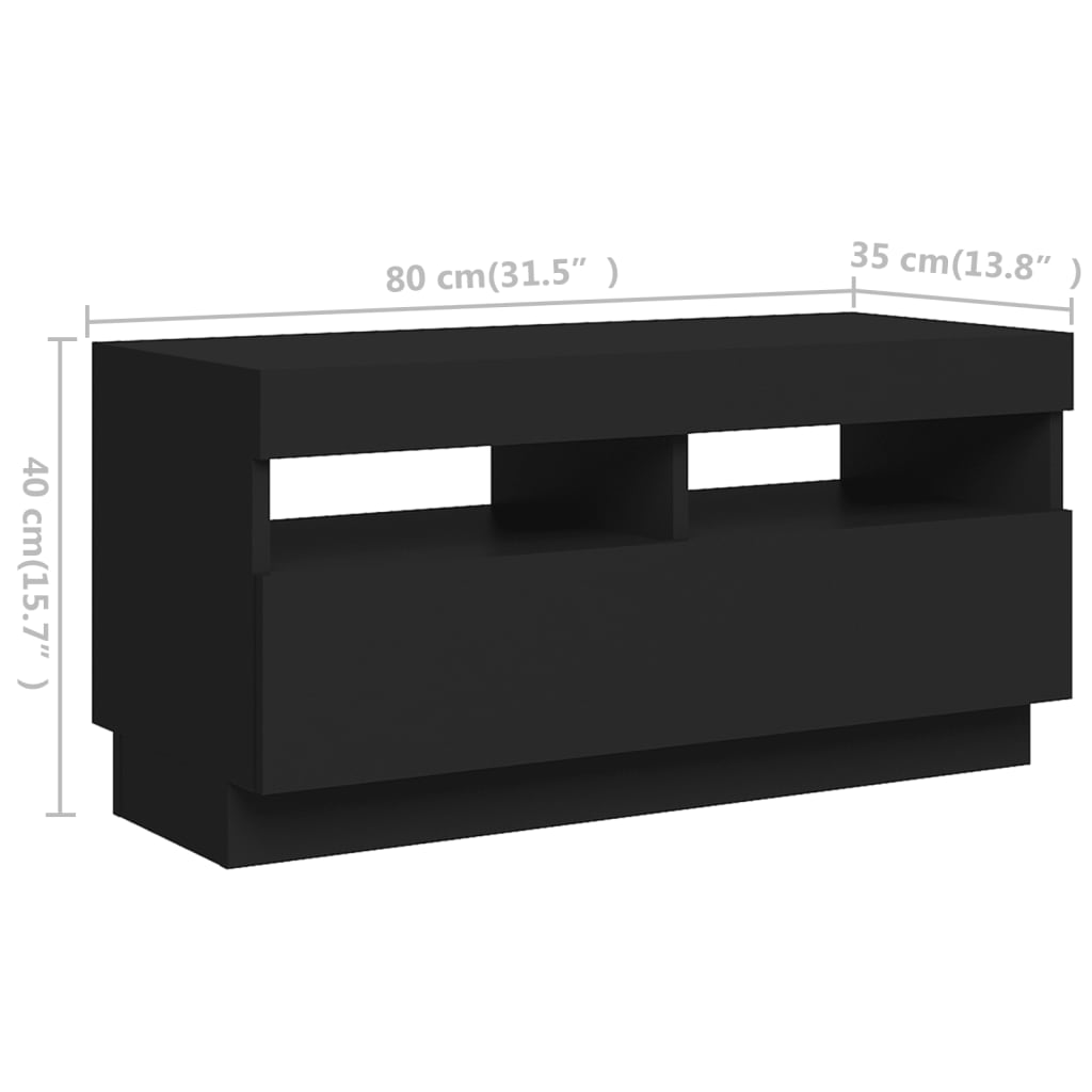 TV-Møbel Svart TV-benk med LED-lys 260x35x40 cm