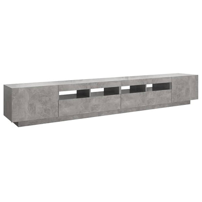 TV-Møbel Betonggrå TV-benk med LED-lys 260x35x40 cm
