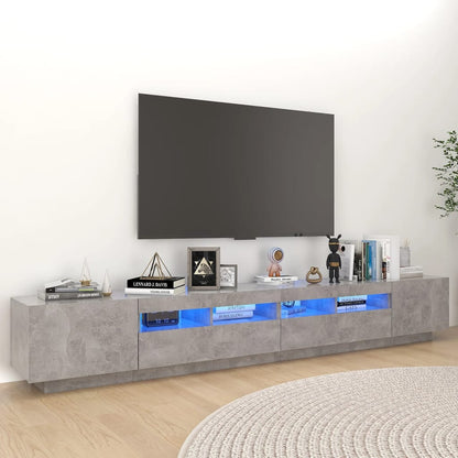 TV-Møbel Betonggrå TV-benk med LED-lys 260x35x40 cm