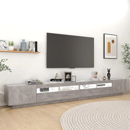 TV-Møbel Betonggrå TV-benk med LED-lys 300x35x40 cm