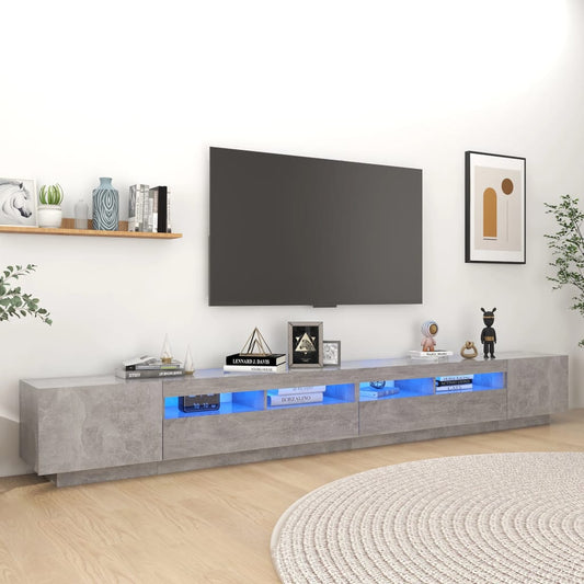 TV-Møbel Betonggrå TV-benk med LED-lys 300x35x40 cm