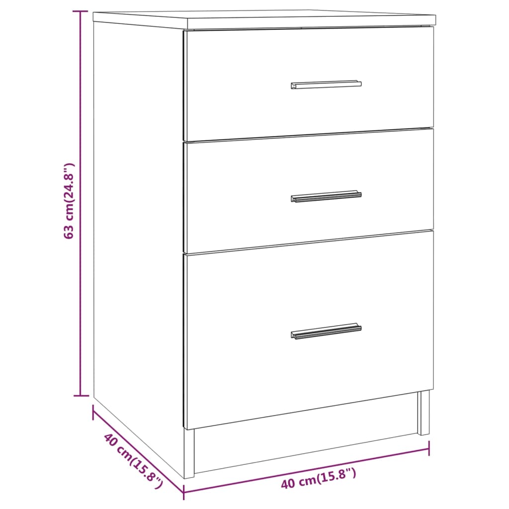 Nattbord Sengbord Hvit 40x40x63 cm