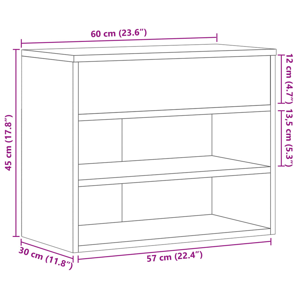 Skobenk svart 60x30x45 cm konstruert tre