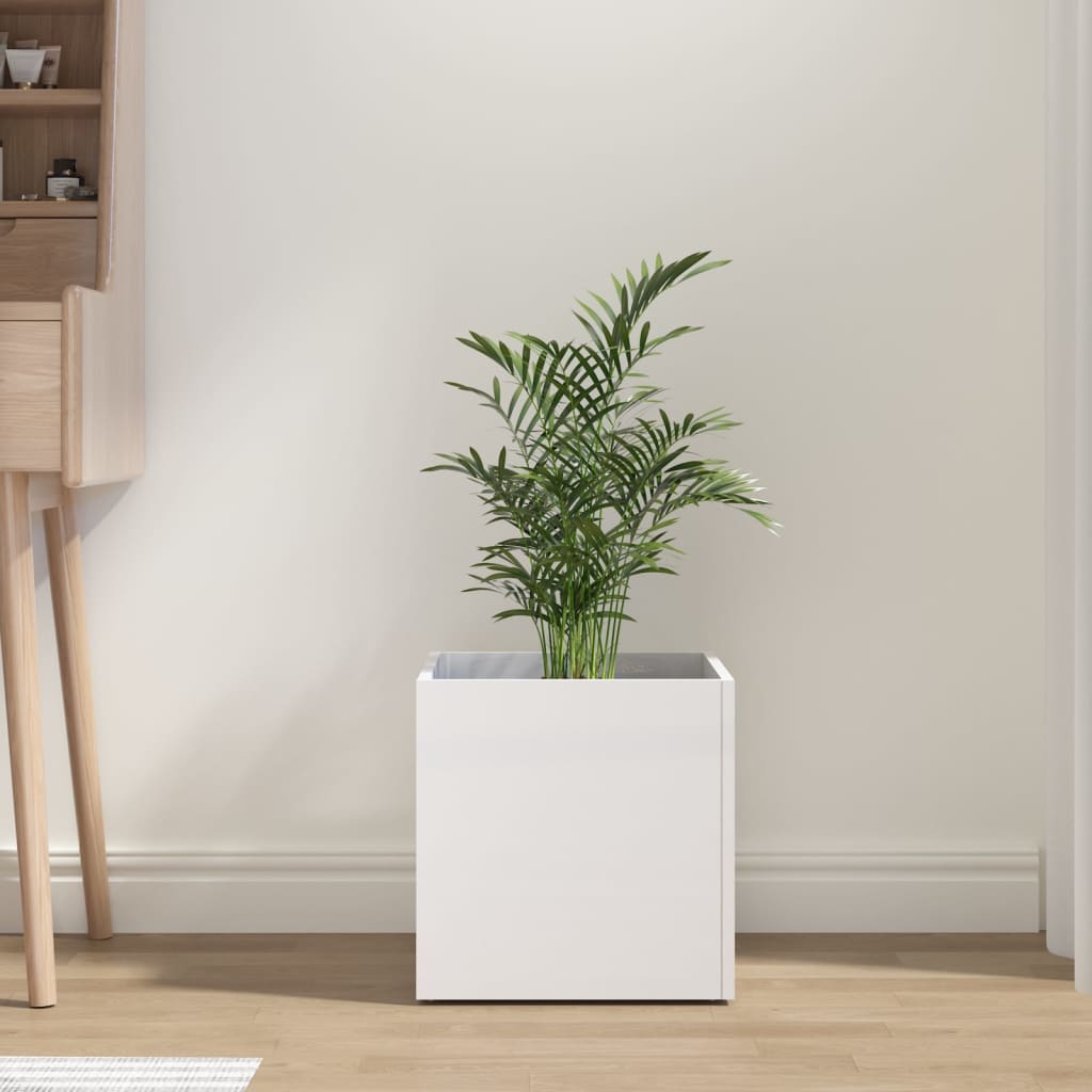 Plantekasse høyglans hvit 40x40x40 cm konstruert tre