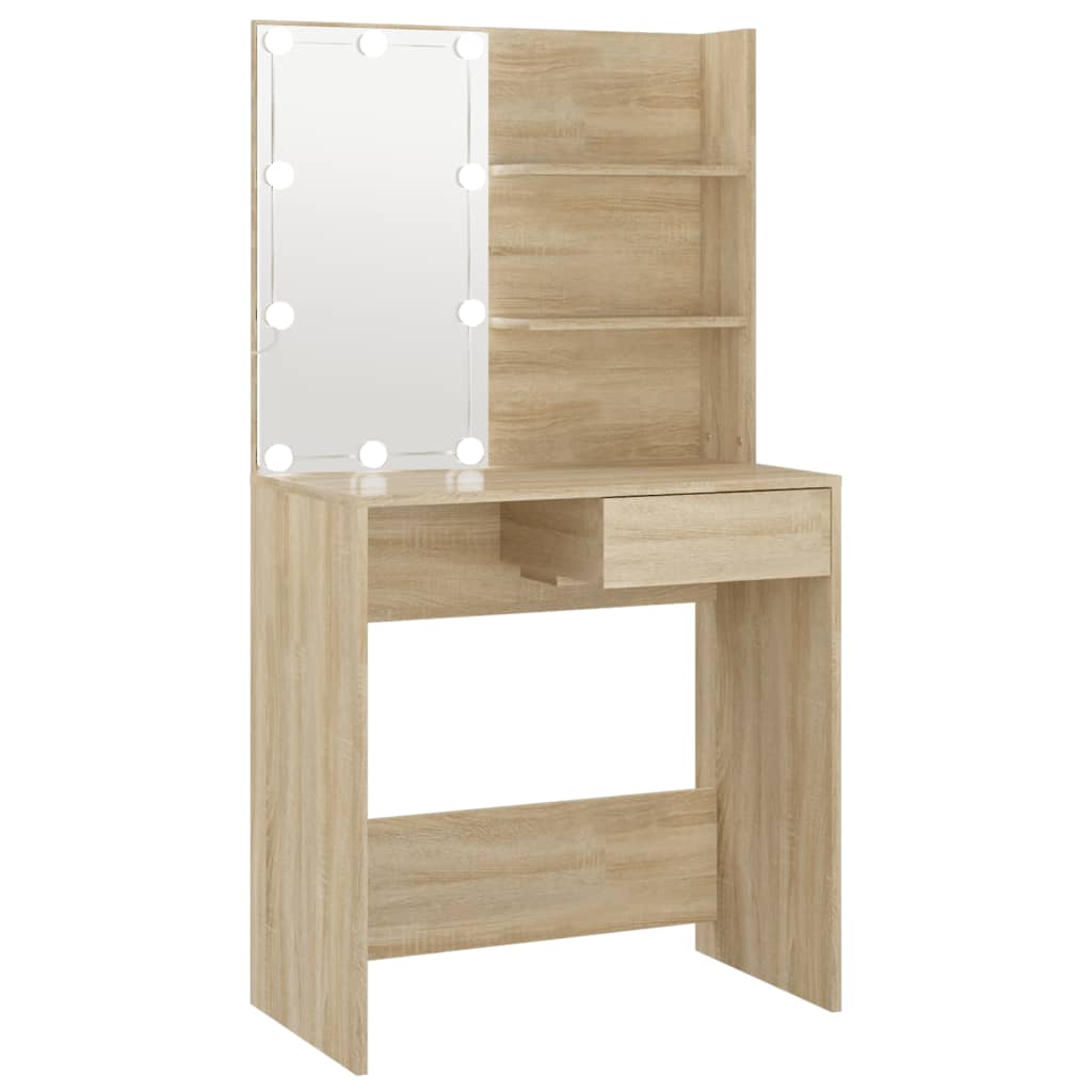 Sminkebord Sonoma Eik LED 74,5x40x141 cm