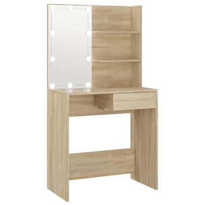 Sminkebord Sonoma Eik LED 74,5x40x141 cm