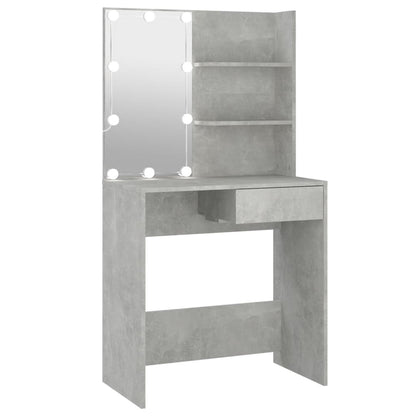 Sminkebord Betonggrå LED 74,5x40x141 cm