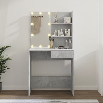 Sminkebord Betonggrå LED 74,5x40x141 cm