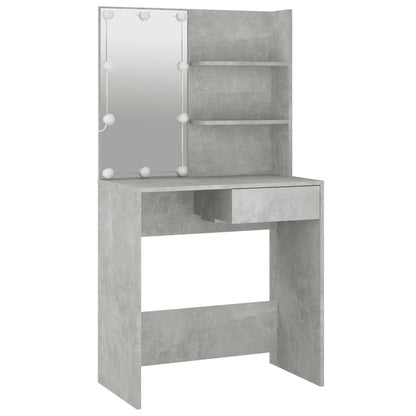 Sminkebord Betonggrå LED 74,5x40x141 cm