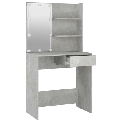 Sminkebord Betonggrå LED 74,5x40x141 cm