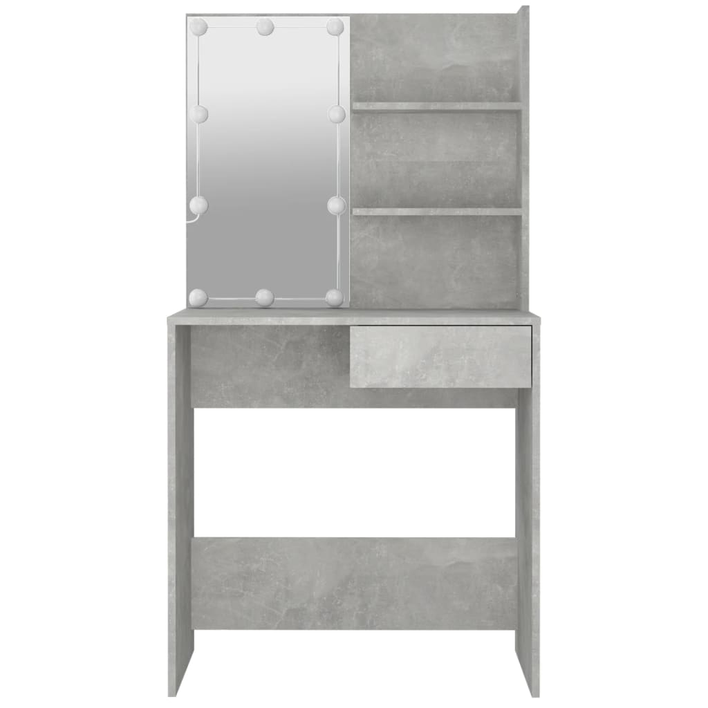 Sminkebord Betonggrå LED 74,5x40x141 cm