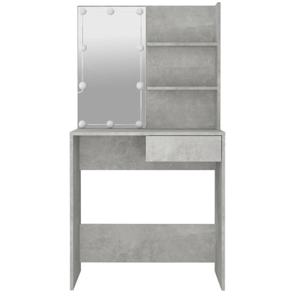 Sminkebord Betonggrå LED 74,5x40x141 cm