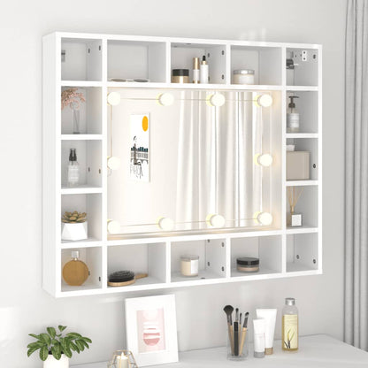 Baderomsspeil Speilskap med LED Hvit 91x15x76,5 cm