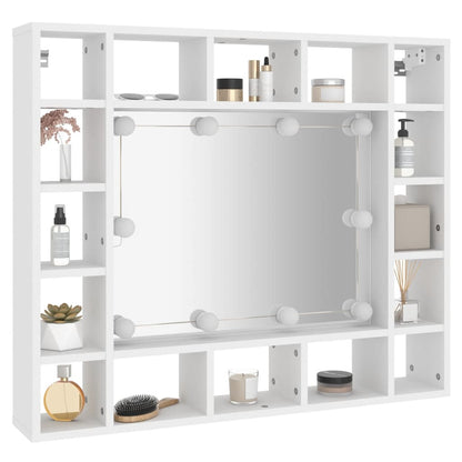 Baderomsspeil Speilskap med LED Hvit 91x15x76,5 cm
