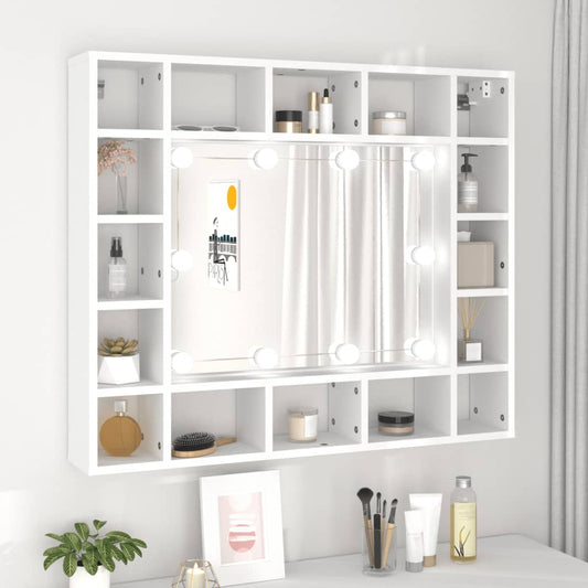 Baderomsspeil Speilskap med LED Hvit 91x15x76,5 cm