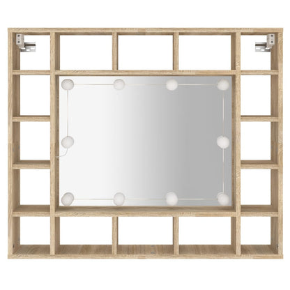 Baderomsspeil Speilskap med LED Sonoma Eik 91x15x76,5 cm