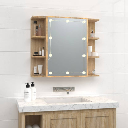 Baderomsspeil Speilskap med LED Sonoma Eik 70x16,5x60 cm