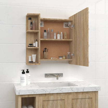 Baderomsspeil Speilskap med LED Sonoma Eik 70x16,5x60 cm