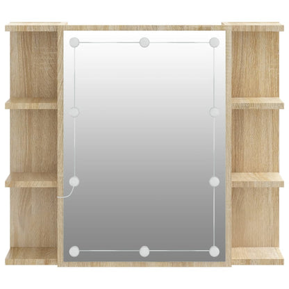 Baderomsspeil Speilskap med LED Sonoma Eik 70x16,5x60 cm