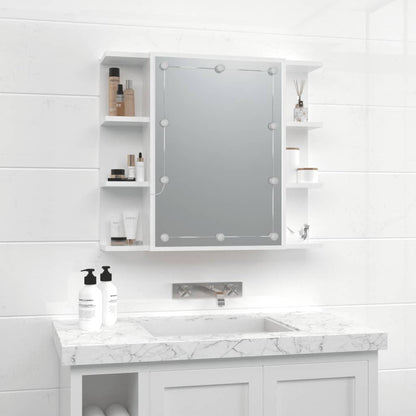 Baderomsspeil Speilskap med LED Høyglans Hvit 70x16,5x60 cm