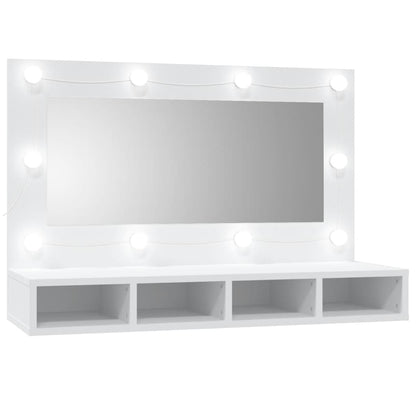 Baderomsspeil Skap med LED Hvit 90x31,5x62 cm