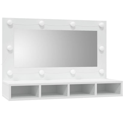 Baderomsspeil Skap med LED Hvit 90x31,5x62 cm