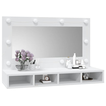 Baderomsspeil Skap med LED Hvit 90x31,5x62 cm