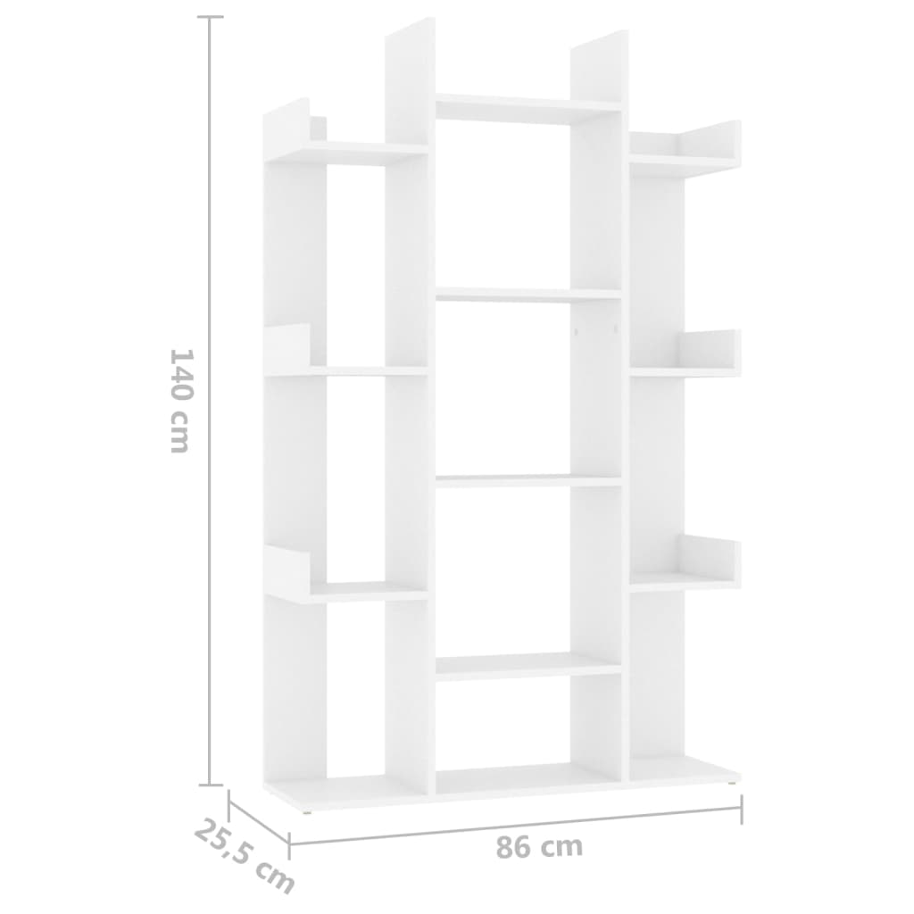 Bokhylle Hvit 86x25,5x140 cm